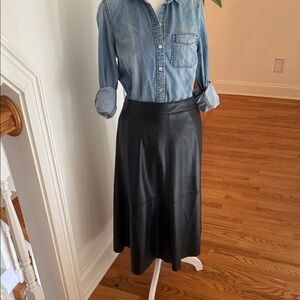 Joe's Jeans Black Vegan Leather Lori A-Line Midi Skirt